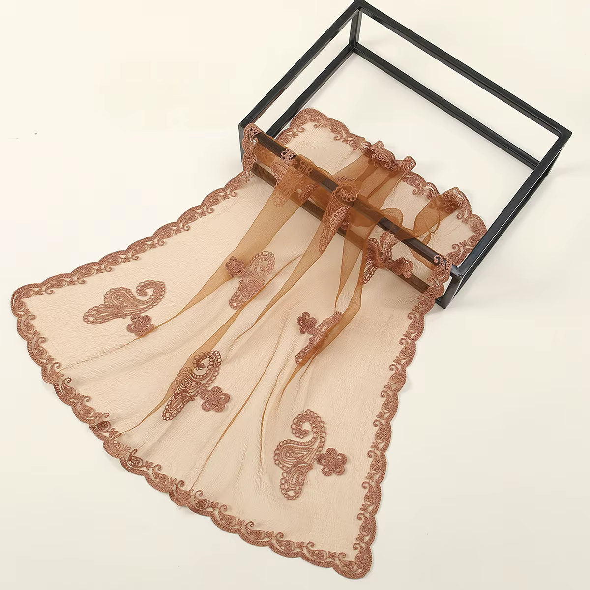 Foulard carré Bandana brodé en dentelle Paisley pour femmes
