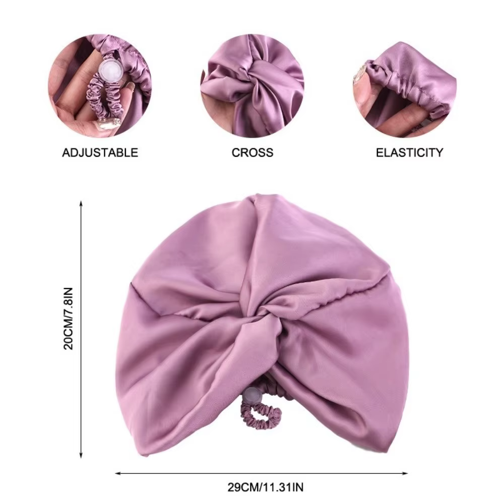Cheveux raides bouclés longs Double couche croix torsadée Turban réglable élastique soie Satin bonnet de sommeil chimio soins capillaires Bonnets