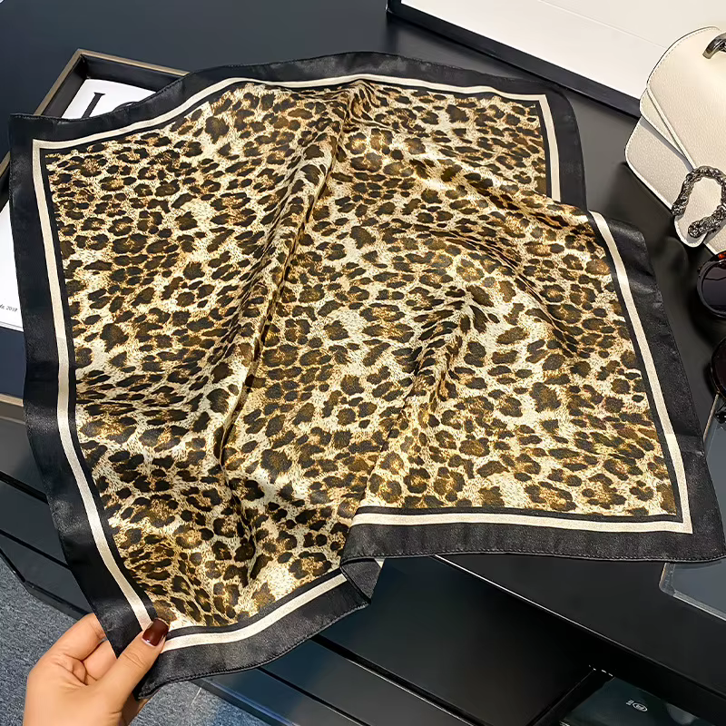 Leapord foulard de cou 100% foulards de cheveux en soie de mûrier couvre-chef décontracté carré