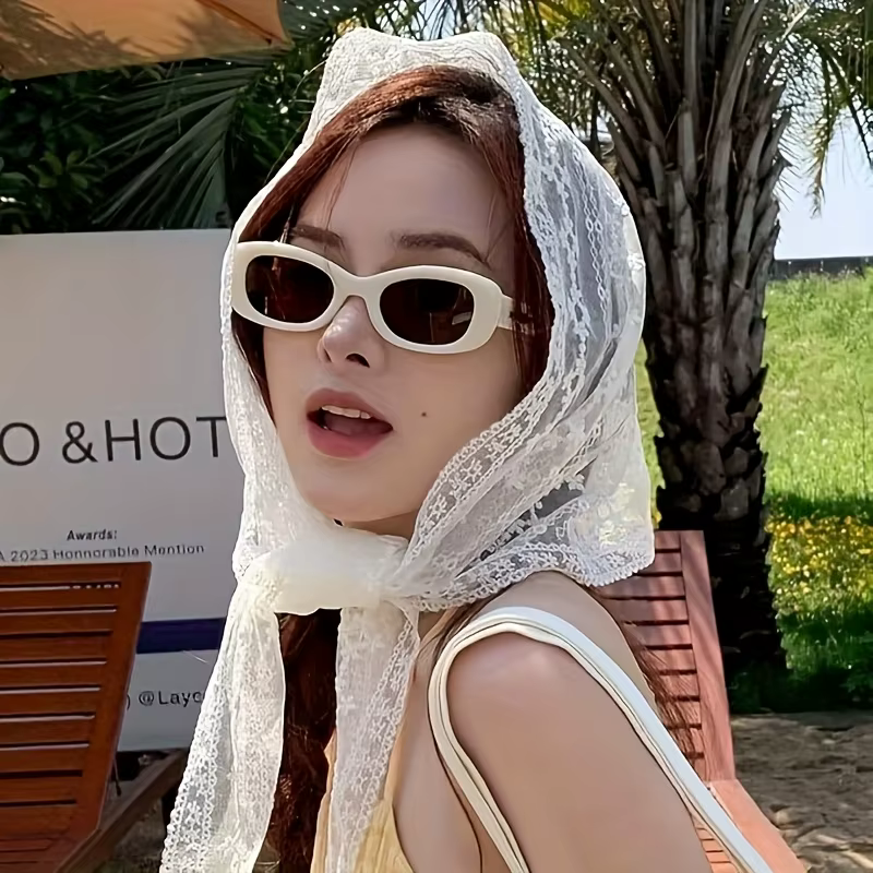 1 pièce Foulard triangulaire en dentelle blanc
