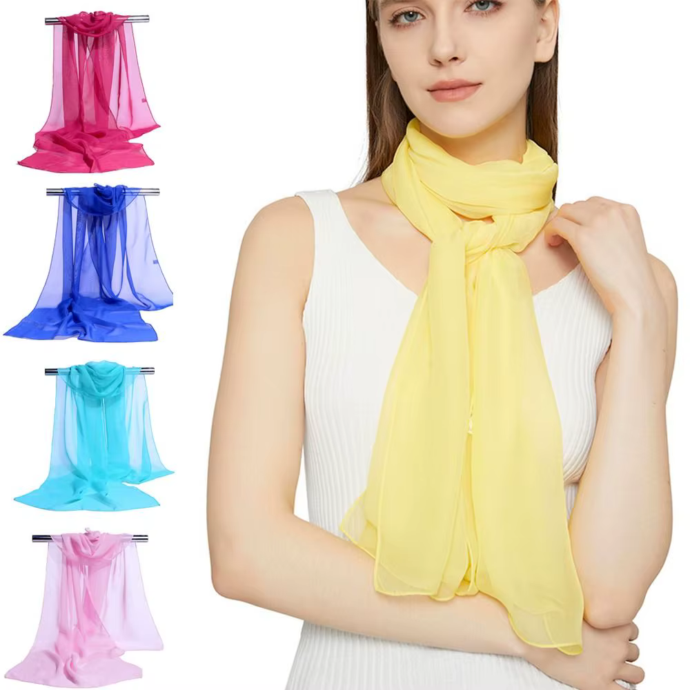 Écharpe en mousseline de soie effet feuille de lotus