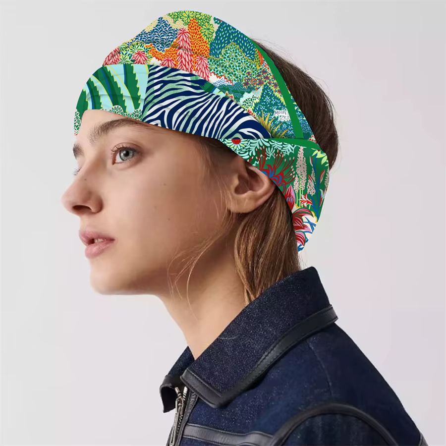 Foulard en soie femmes forêt zèbre imprimé foulards carrés tête Echarpes