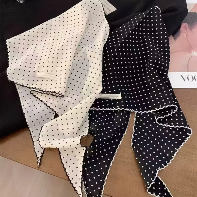Écharpe à pois noirs et blancs pour femmes et filles