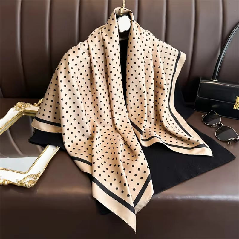 Écharpe à motif de pois de 90cm pour femmes