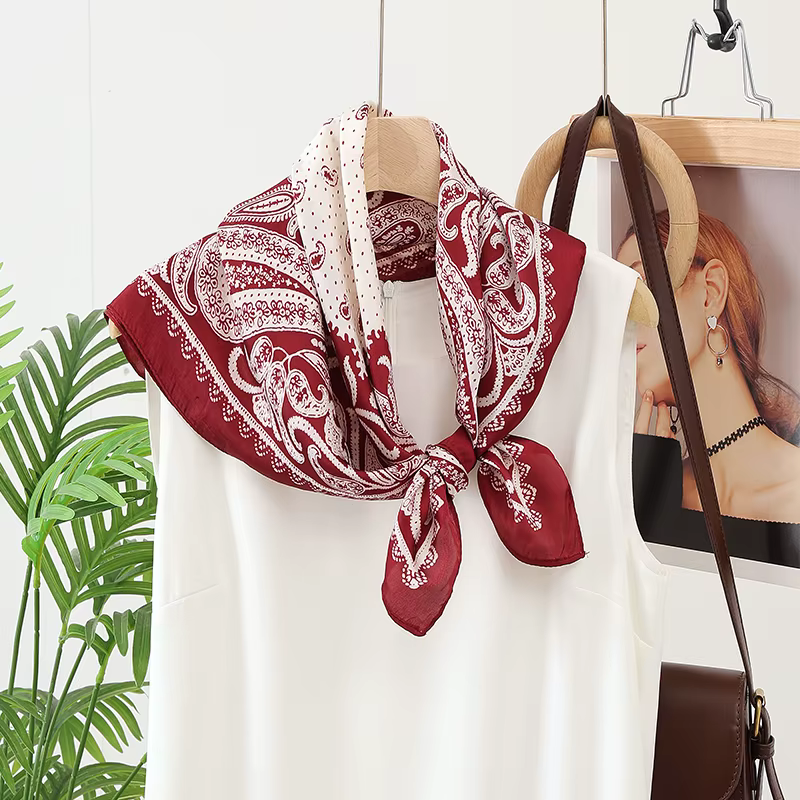 Foulard carré semblable à de soie pour femmes