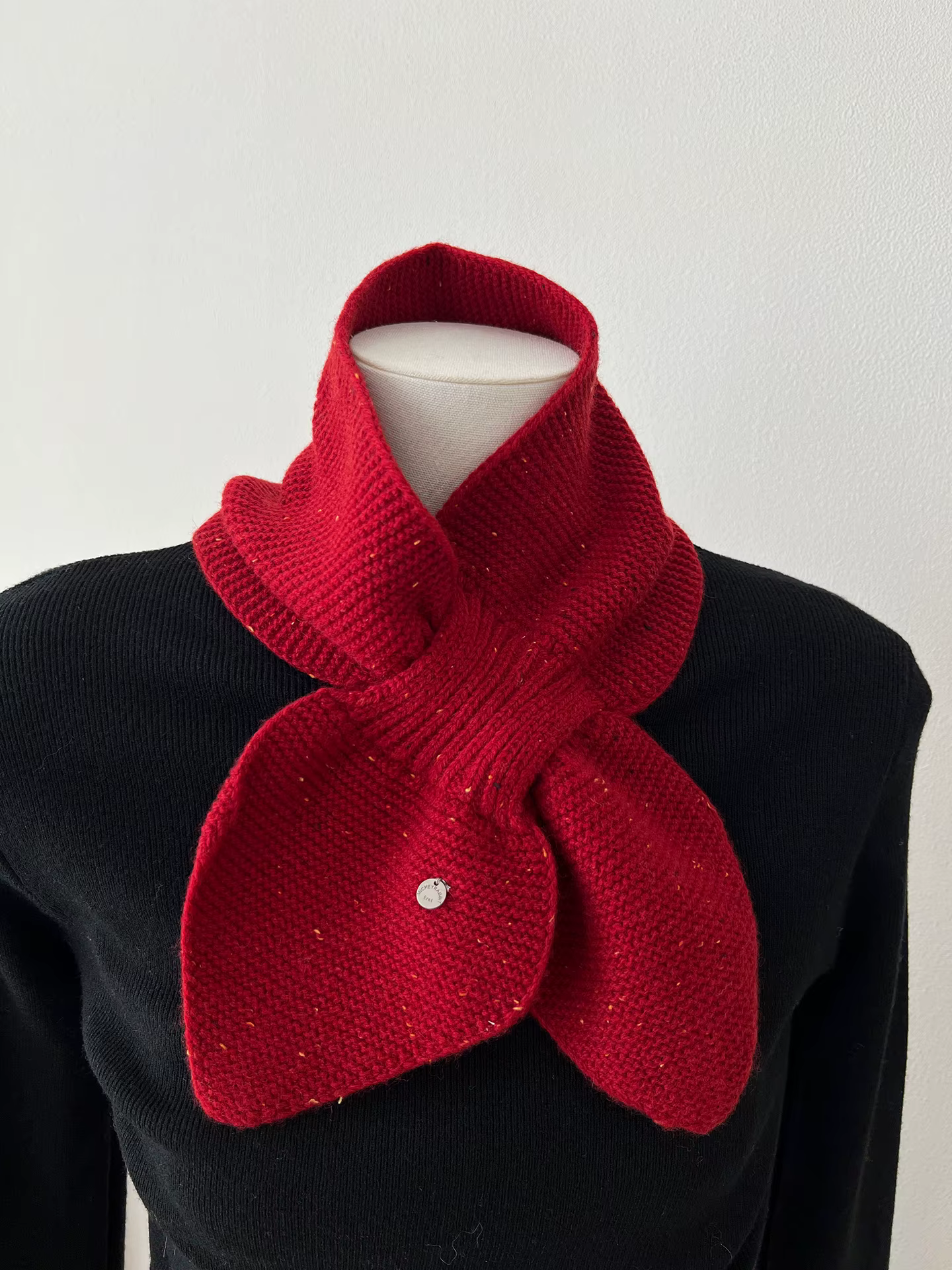 Coréen court point de croix 100% laine écharpe pour les femmes automne hiver