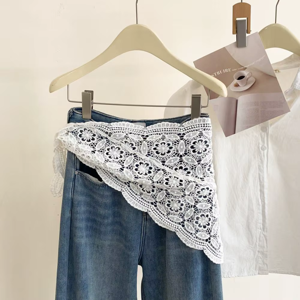Foulard ajouré rétro fait à la main au Crochet pour femmes