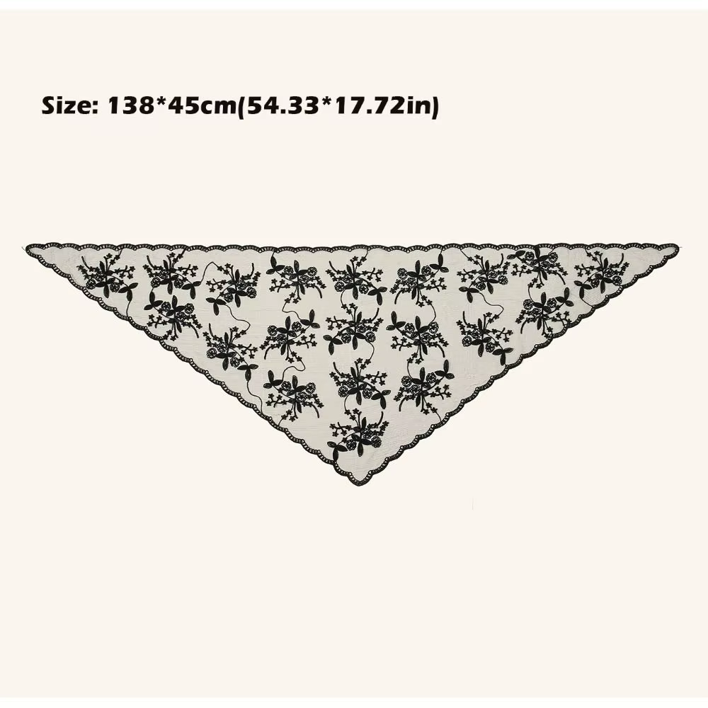 Nouveau Écharpe en dentelle ajourée broderie couleur unie Foulard Bandana Vintage mince