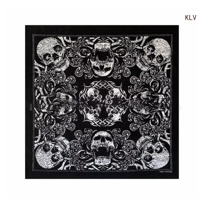 Crâne imprimé Bandanas écharpe pour adulte unisexe carré foulard nouveauté cou