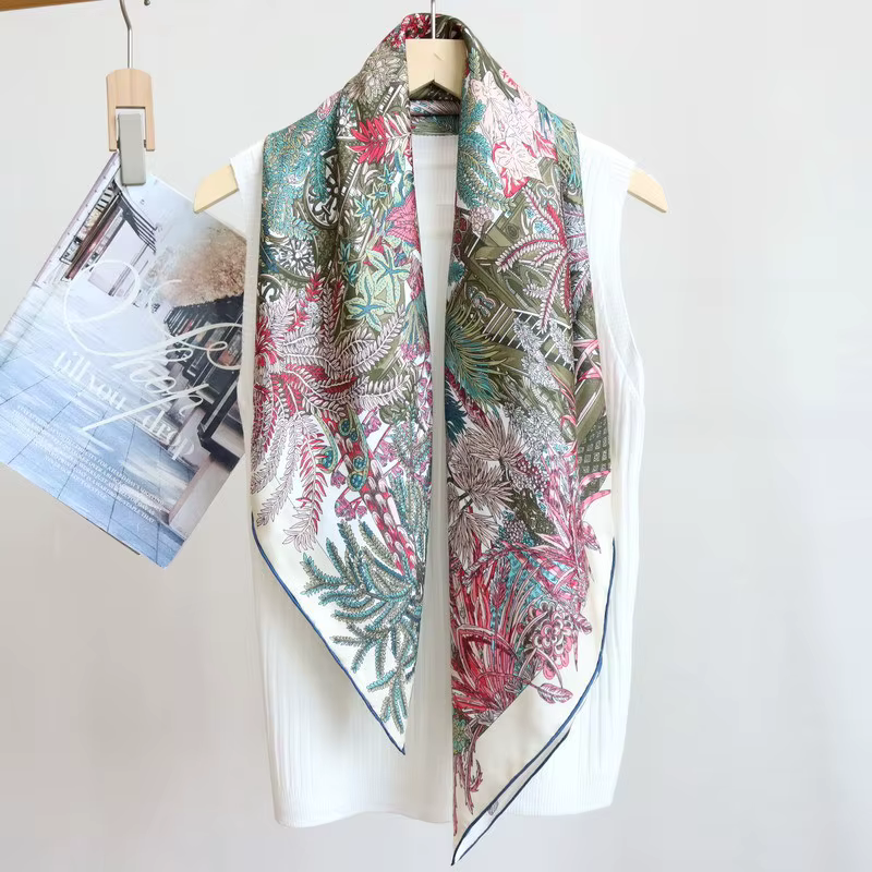 Hems Rollerd 90 Bandanas naturel mûrier écharpe soie carré printemps été Foulard Femme bords roulants tête cheveux sac foulards 90CM
