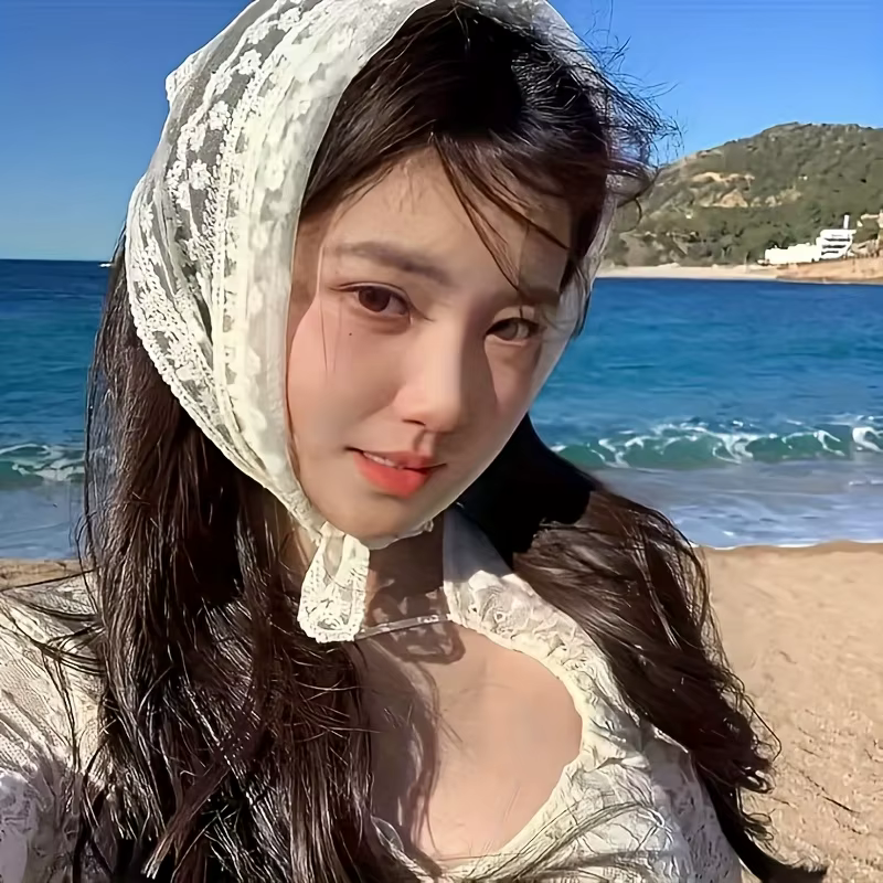 1 pièce Foulard triangulaire en dentelle blanc