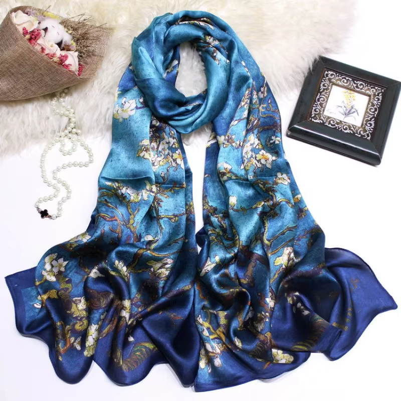 Foulard de luxe en soie Georgette 100% naturelle pour femmes
