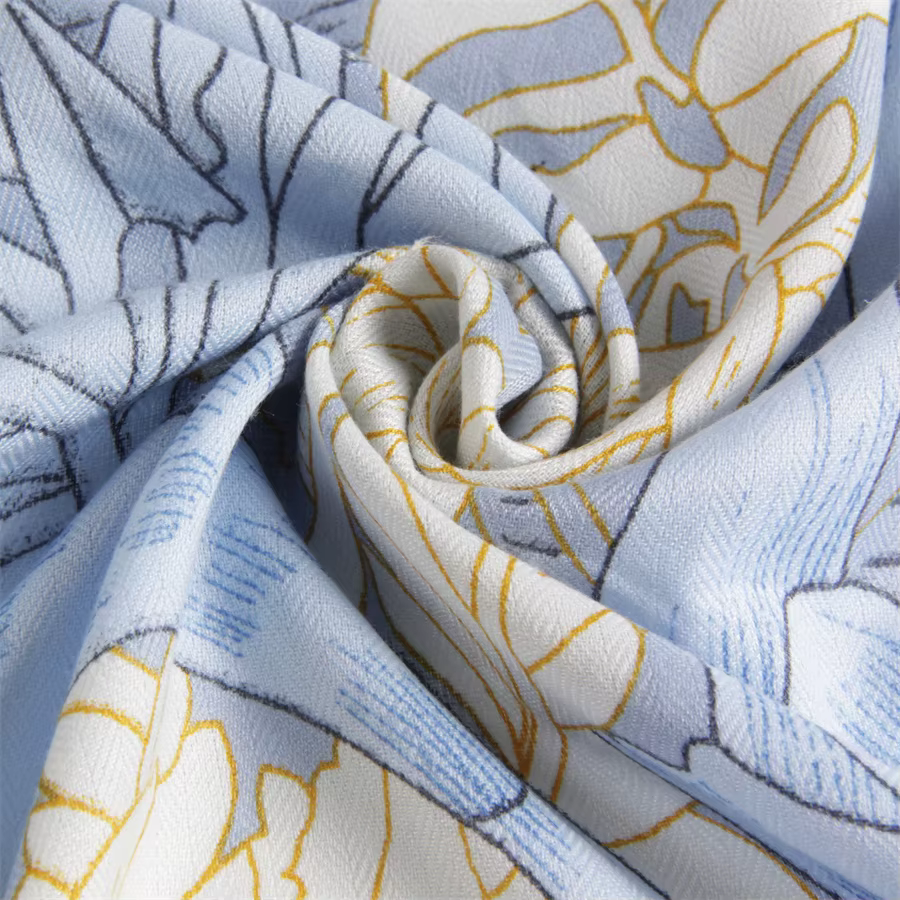 POBING foulard en cachemire de soie femmes châles roulés à la main imprimé forêt foulards carrés enveloppes dame
