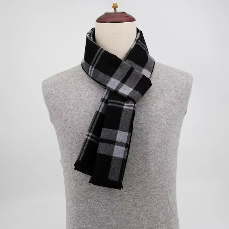 Marque de luxe hiver Plaid cachemire écharpe pour hommes chaud cou écharpes