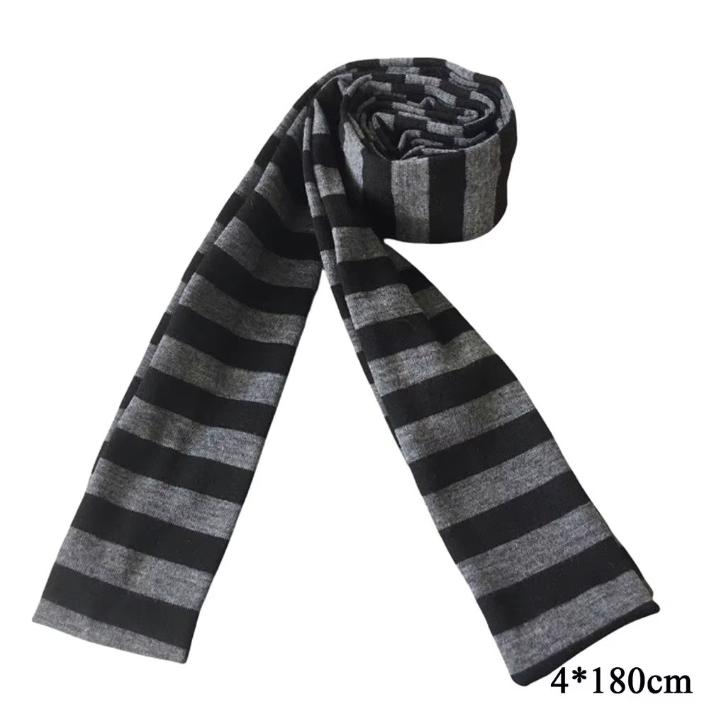 Y2K noir gris rayé écharpe pour femmes coton longue