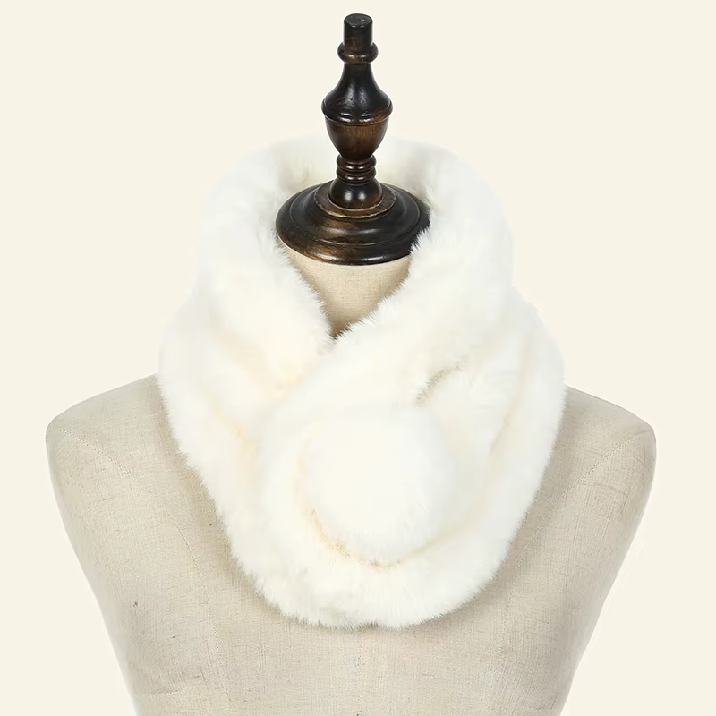 Hiver femmes trois tubes lapin cheveux écharpe couleur unie Simple enveloppement extérieur chaud épaissi foulard silencieux 70*14 cm