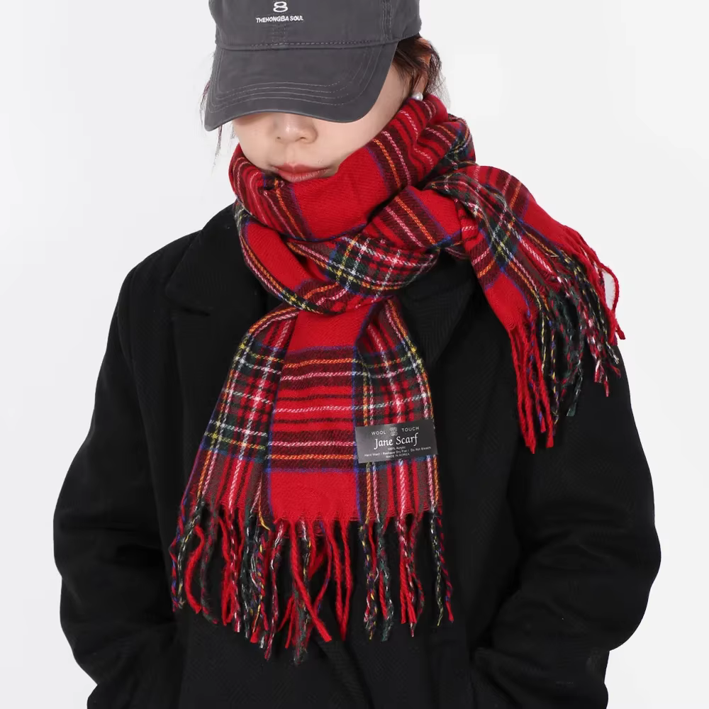 Écharpe chaude en Tartan de Style écossais pour femmes