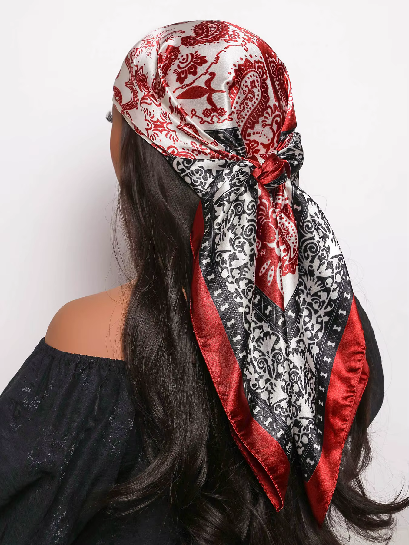 90*90 cm Foulard de cheveux femmes créateur de mode belles fleurs