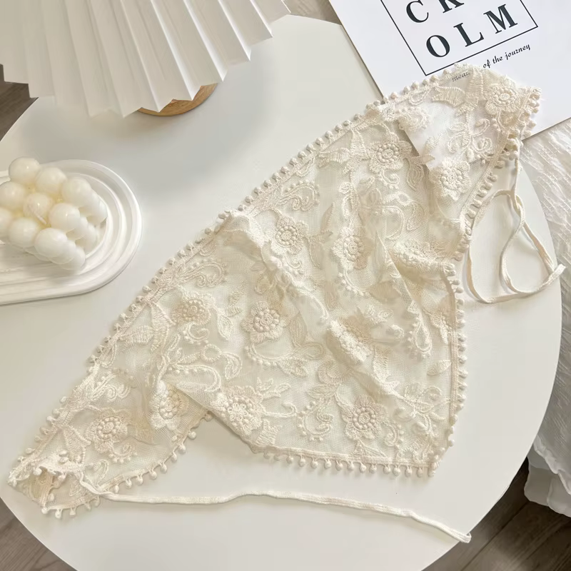 Foulard triangulaire en dentelle de Style coréen français