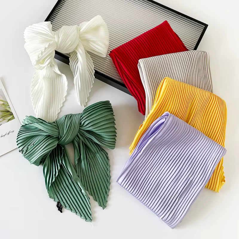 26 couleurs femmes Foulard carré maigre ruban tête cou petit plissé cheveux cravate bande