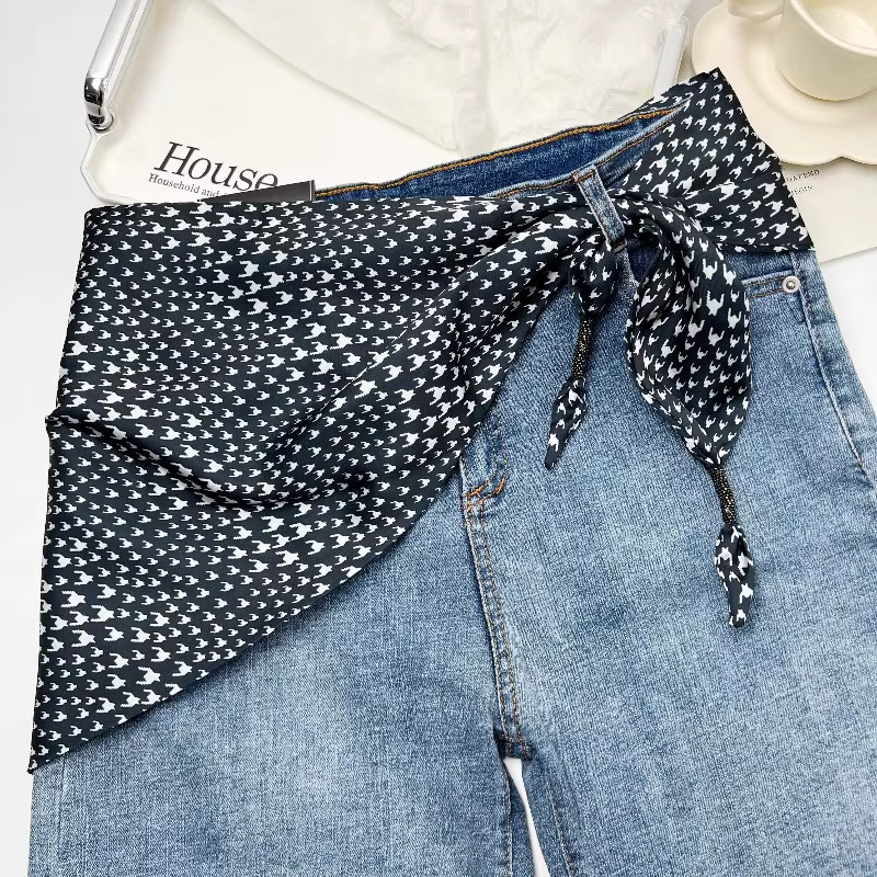 Foulard rétro en soie florale ananas pour femmes