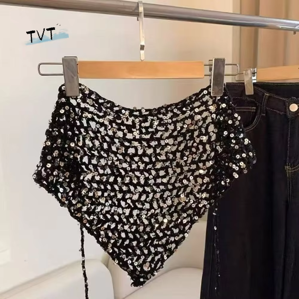 Écharpe triangulaire à sequins multifonctionnelle