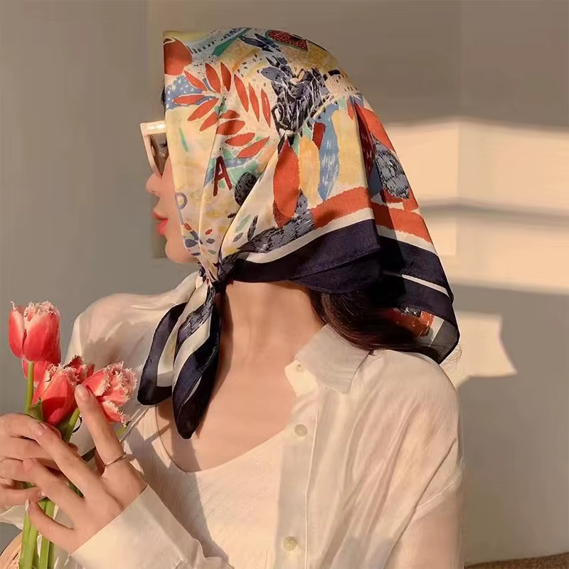 Foulard Carré Imprimé à la Mode pour Femme et Fille