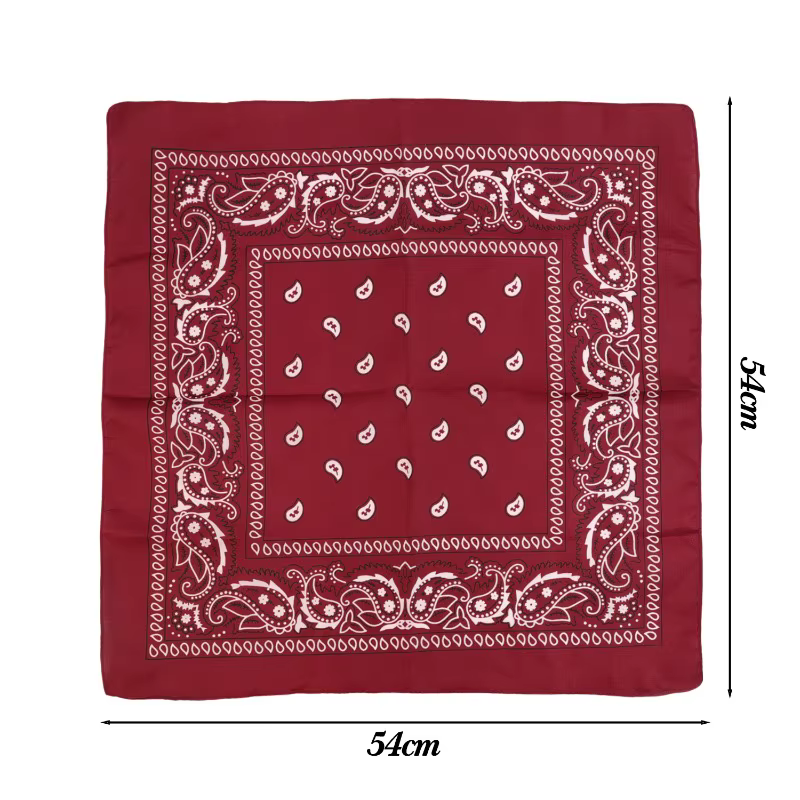 Vin rouge Style occidental Bandana coton doux cheveux écharpe respirant Cowboy cou