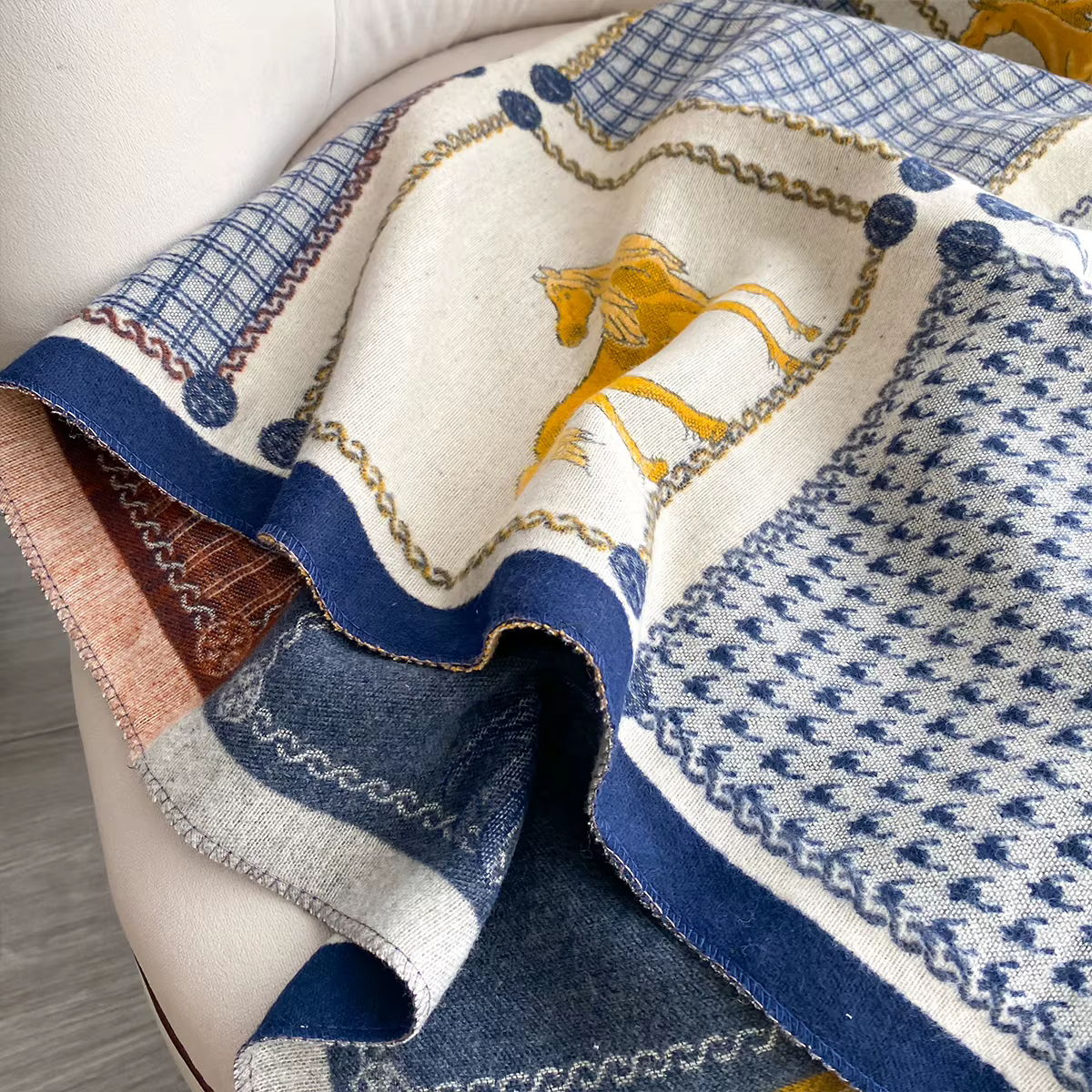 Nouvelle marque de luxe écharpe Jacquard double face cachemire doux chaud frange Pashmina le cheval châle hiver couverture coupe-vent résistante au froid