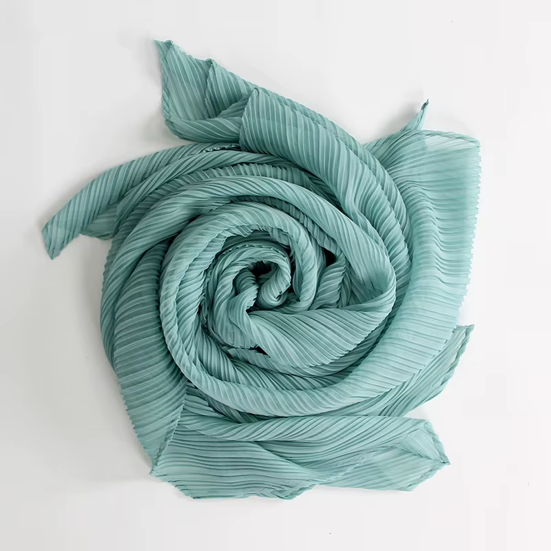 Miyake plissé large longue écharpe en soie printemps été automne hiver Cape femmes pare-brise châle épaule concepteur