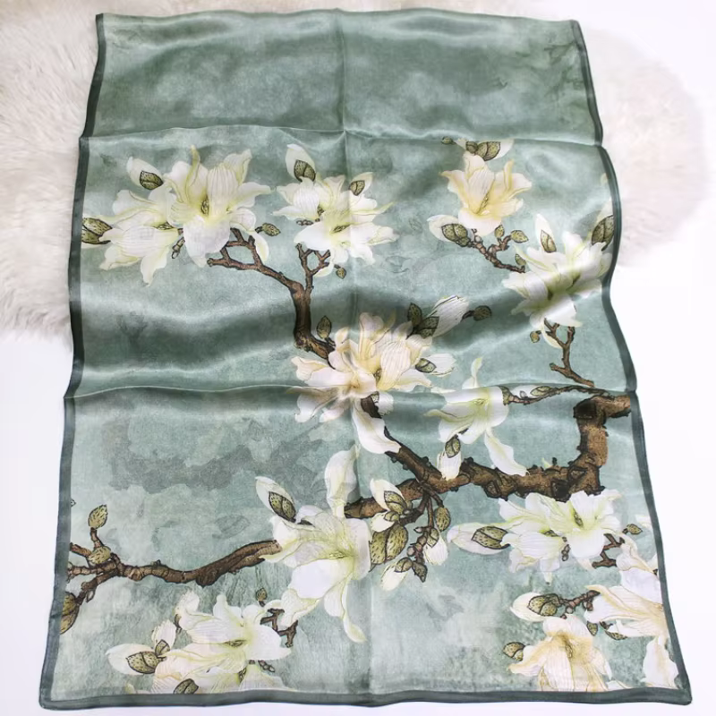 Foulard de luxe en soie Georgette 100% naturelle pour femmes