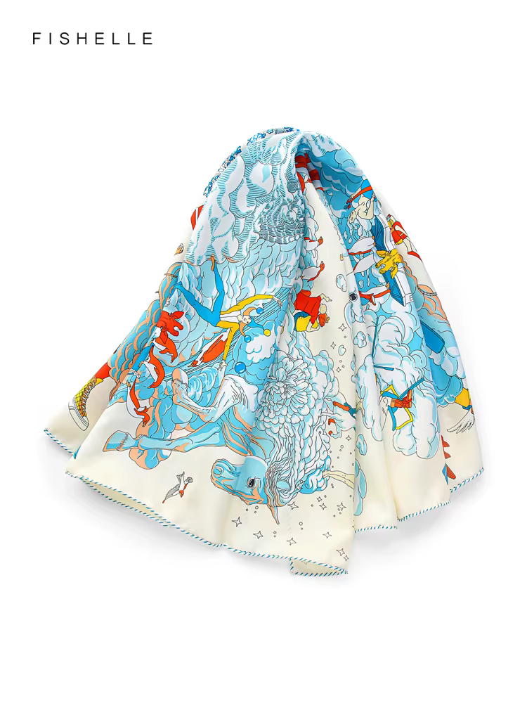 Foulard beige en soie 100% naturelle pour femme