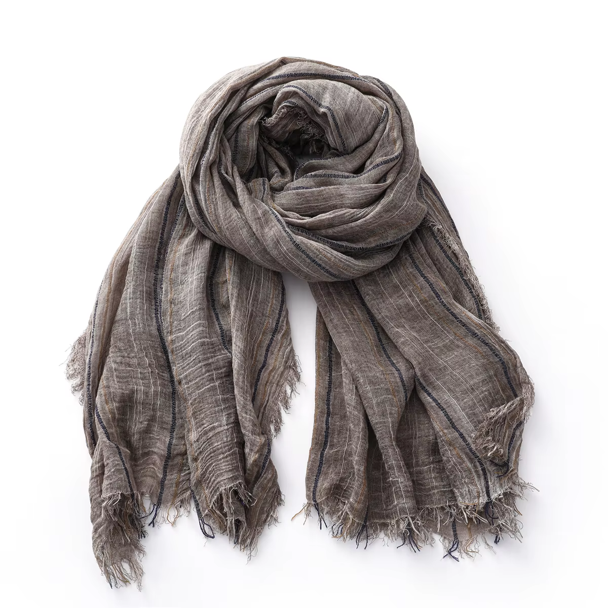 Mode rayé coton lin hommes écharpe automne hiver chaud foulard fil teint mâle accessoires foulards châle Bufanda