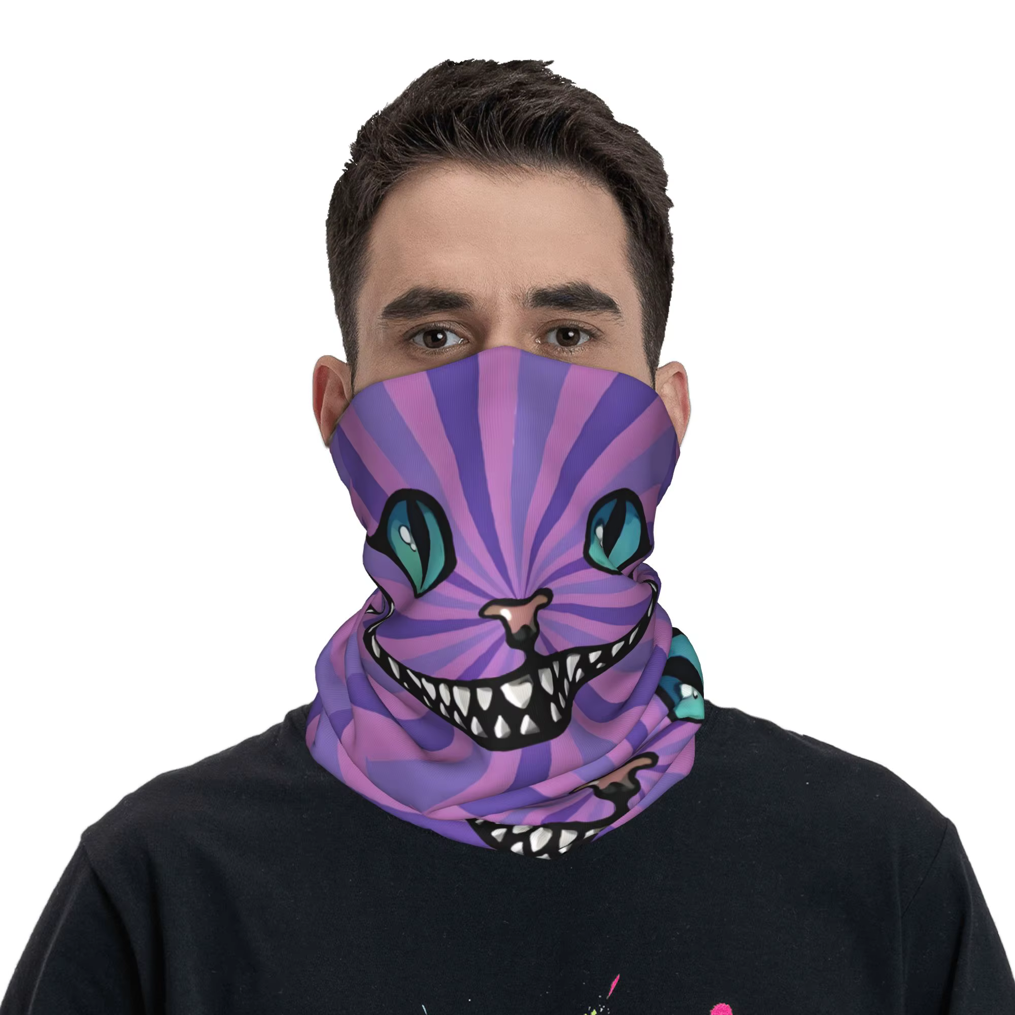 Cache-cou bandana personnalisé motif Chat du Cheshire pour la randonnée et la course à pied