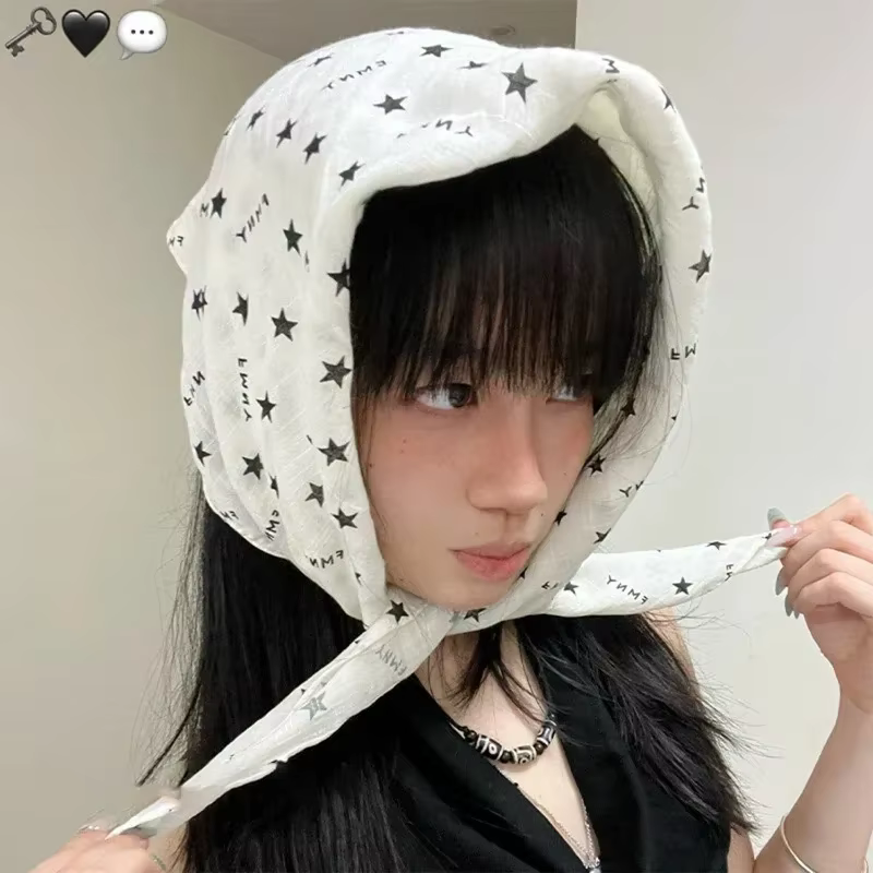 Tendance coton étoile cheveux écharpe mode tête enveloppement femmes été léger carré