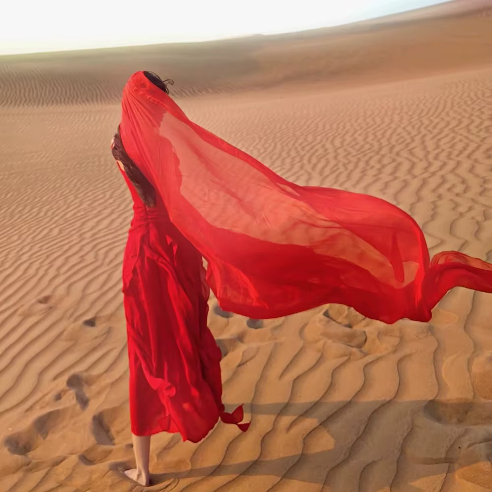 Écharpe en coton et lin Beige bohème léger polyvalent Protection solaire UV désert plage photographie châle femmes Wrap