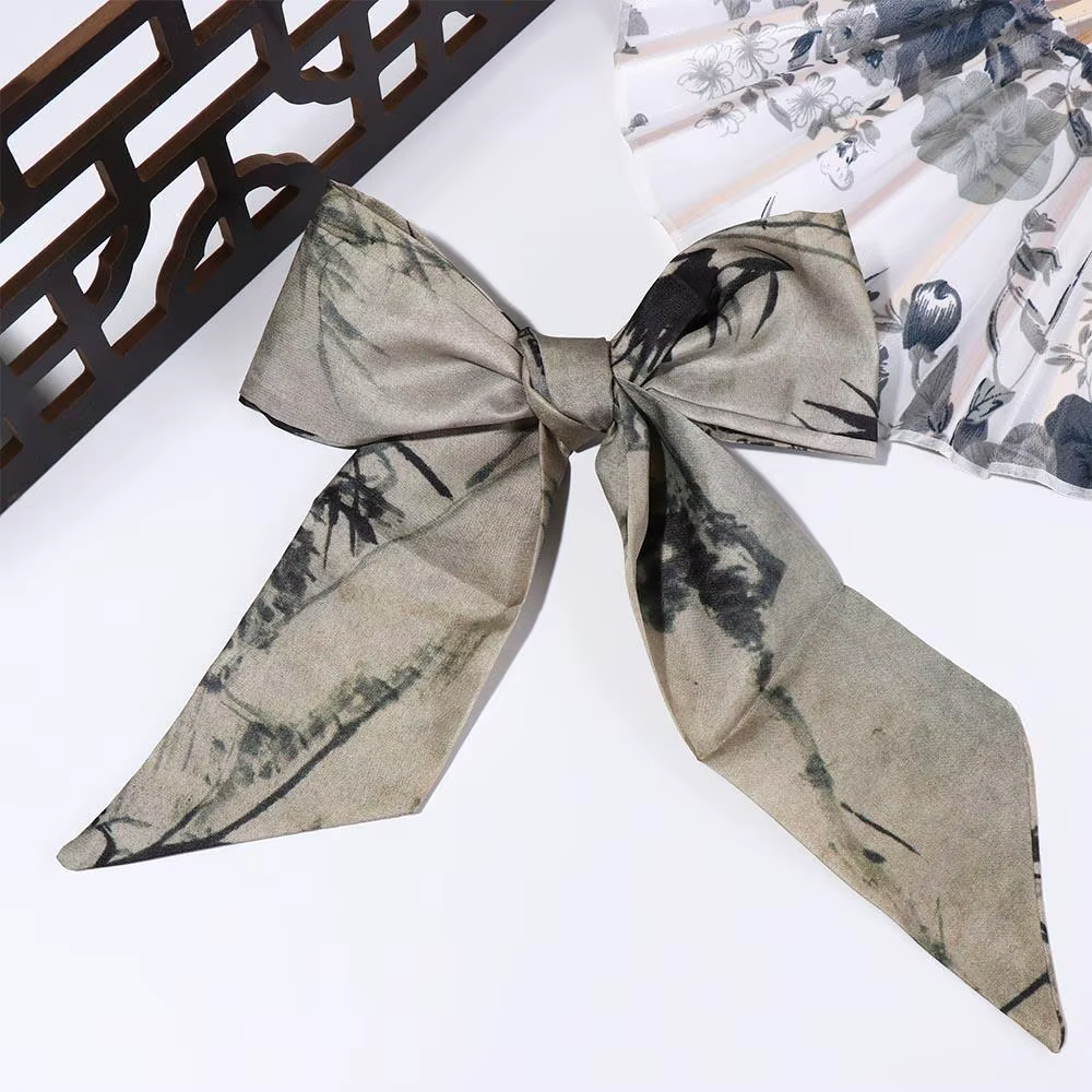Élégant longue peinture à l'encre foulard en soie Style minimaliste ruban ancien bandeau de cheveux
