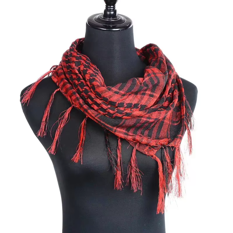 Écharpe en coton léger à carreaux pour hommes et femmes, écharpe Keffiyeh pour l'hiver, châle carré, couvre-cou tactique, 1/2 pièces