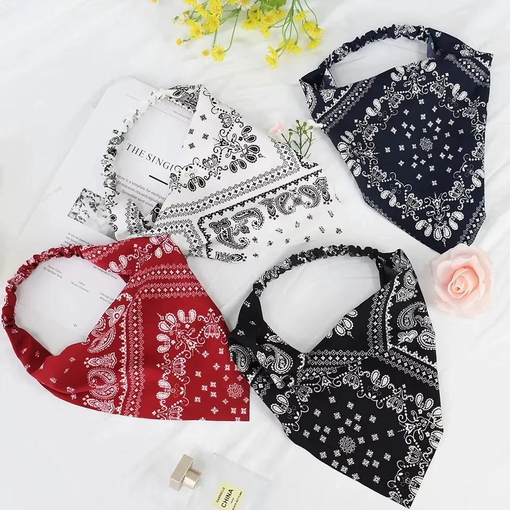 Mode Hip Hop vin rouge cheveux écharpe unisexe rétro carré foulards chapeaux Bandanna bandeau