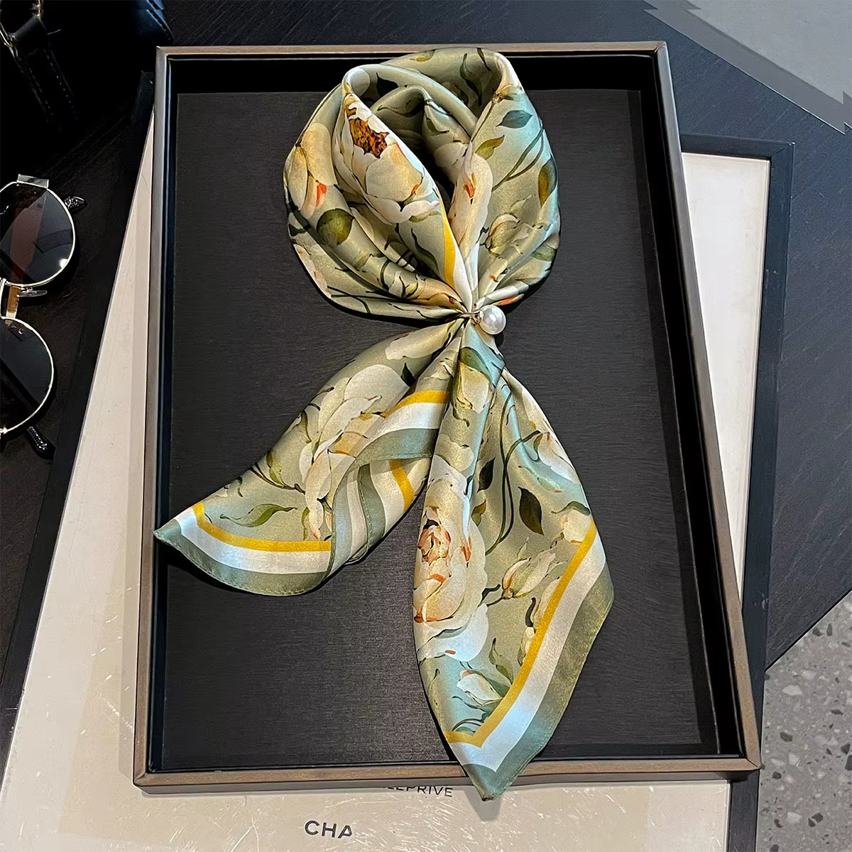 Foulard pour cheveux 100% soie naturelle véritable pour femmes