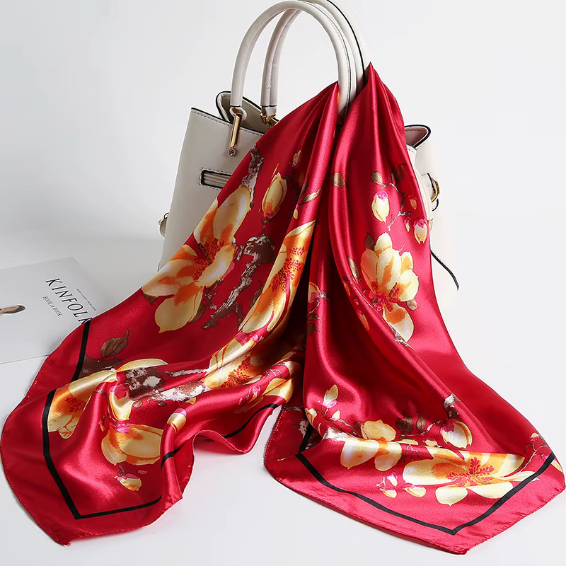 Foulard carré en soie polyvalent de 90cm