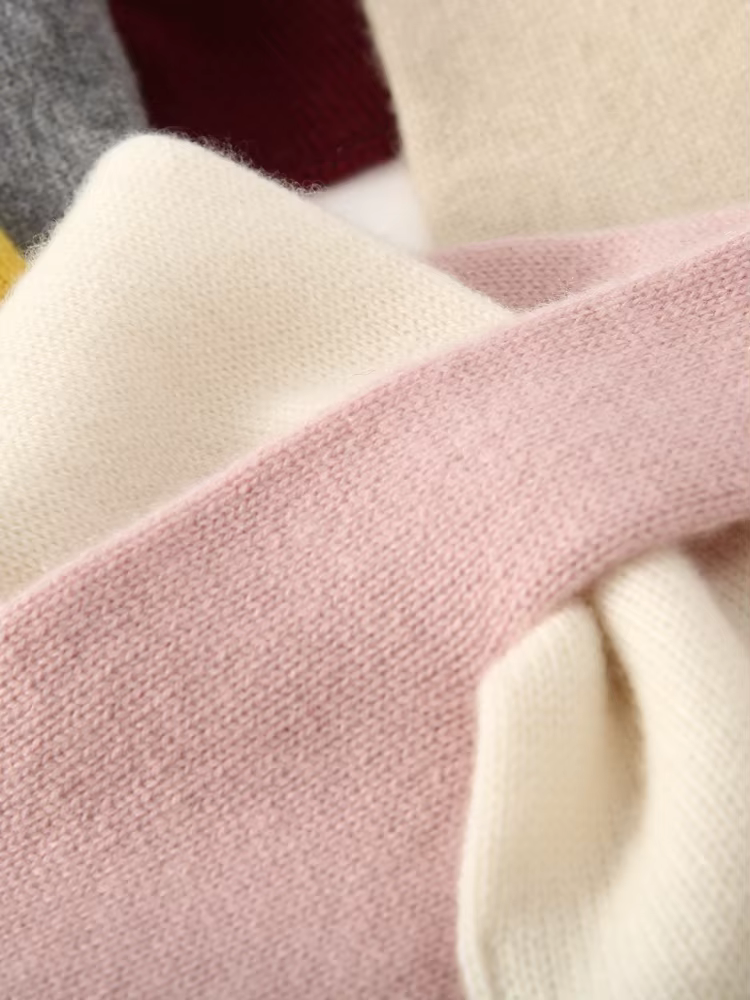 Femmes pur cachemire 2 tons tricot nœud papillon petit trou de serrure écharpe foulard chauffe-cou Pull-Through Mini
