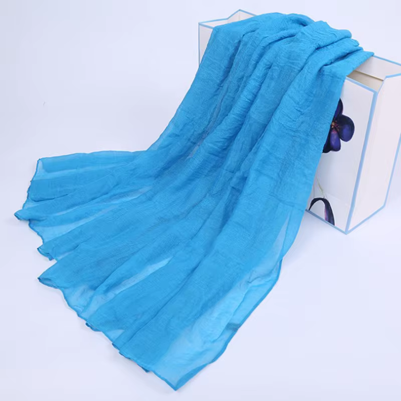 Femmes coton couleur unie écharpe été printemps châles et enveloppes Pashmina plage longue