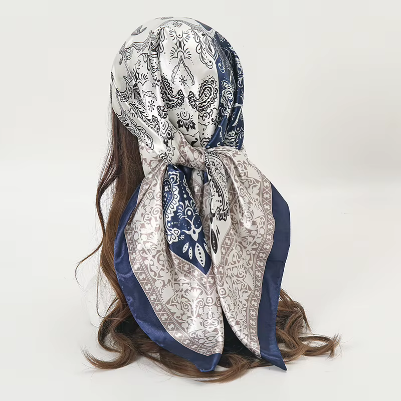 Foulard carré en Satin pour femmes musulmanes