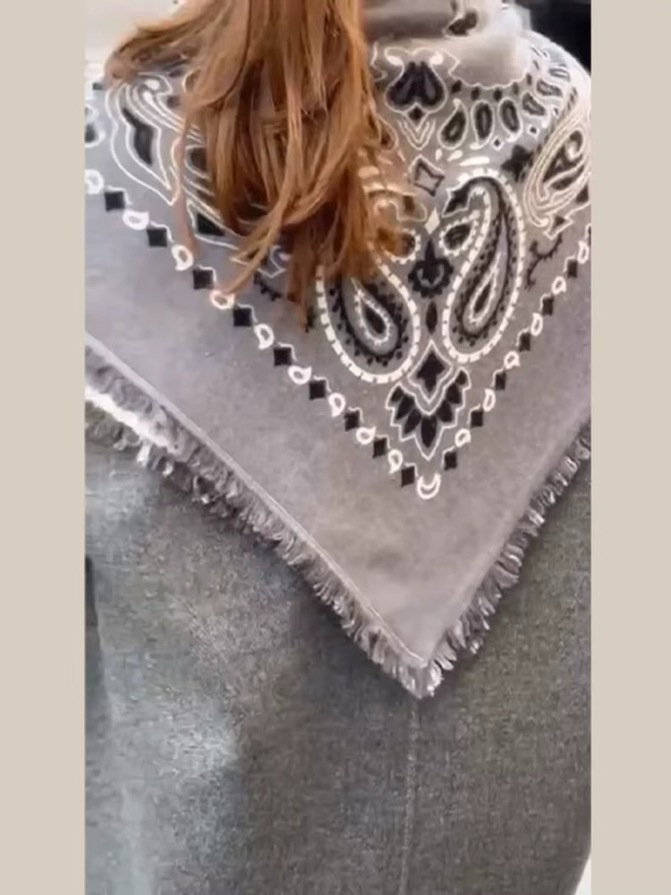 Foulard bandana vintage uni à motif cachemire pour femme