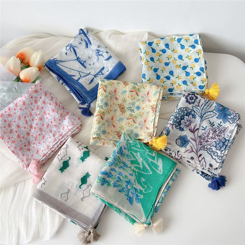Foulard carré en coton 55/60cm pour femmes