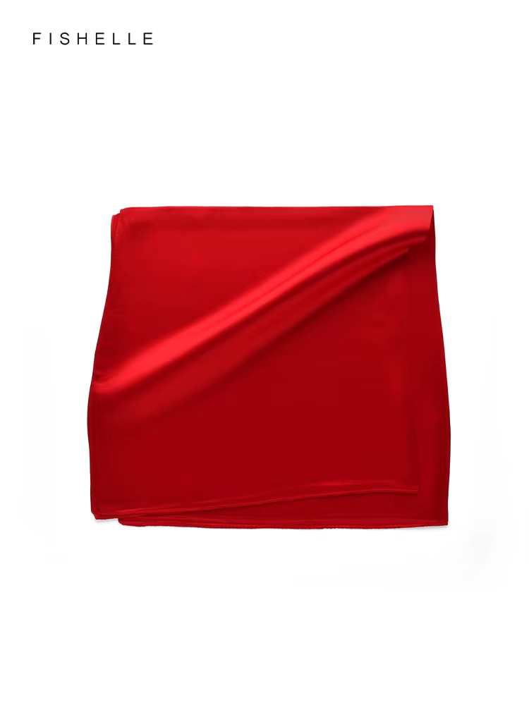 Rouge 100% foulard en soie naturelle petites femmes