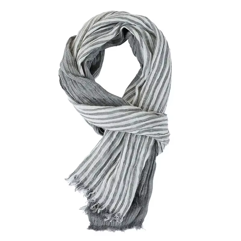 Mode hommes écharpe coton lin rayé foulards automne hiver chaud foulard Pashmina décontracté mâle accessoires Bufandas châles