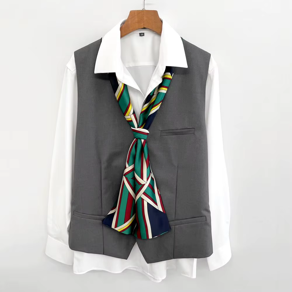 Écharpe pour hommes printemps été costume col de chemise superposition longue rétro mode cou