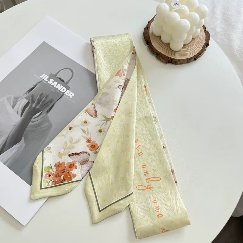 Nouveau Long sac écharpe femmes bandeau de cheveux dame accessoires imprimer foulards maigres